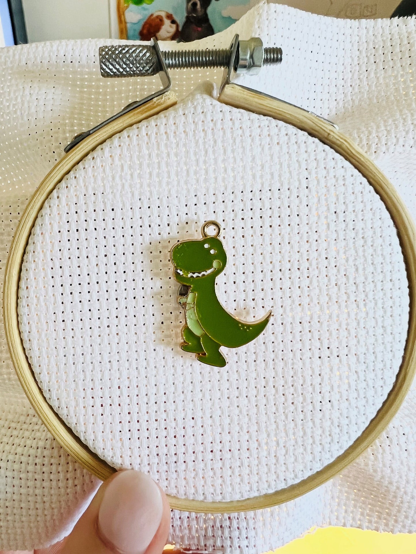 Dinosaur needle minder | magnetic needle minder | embroidery | cross stitch