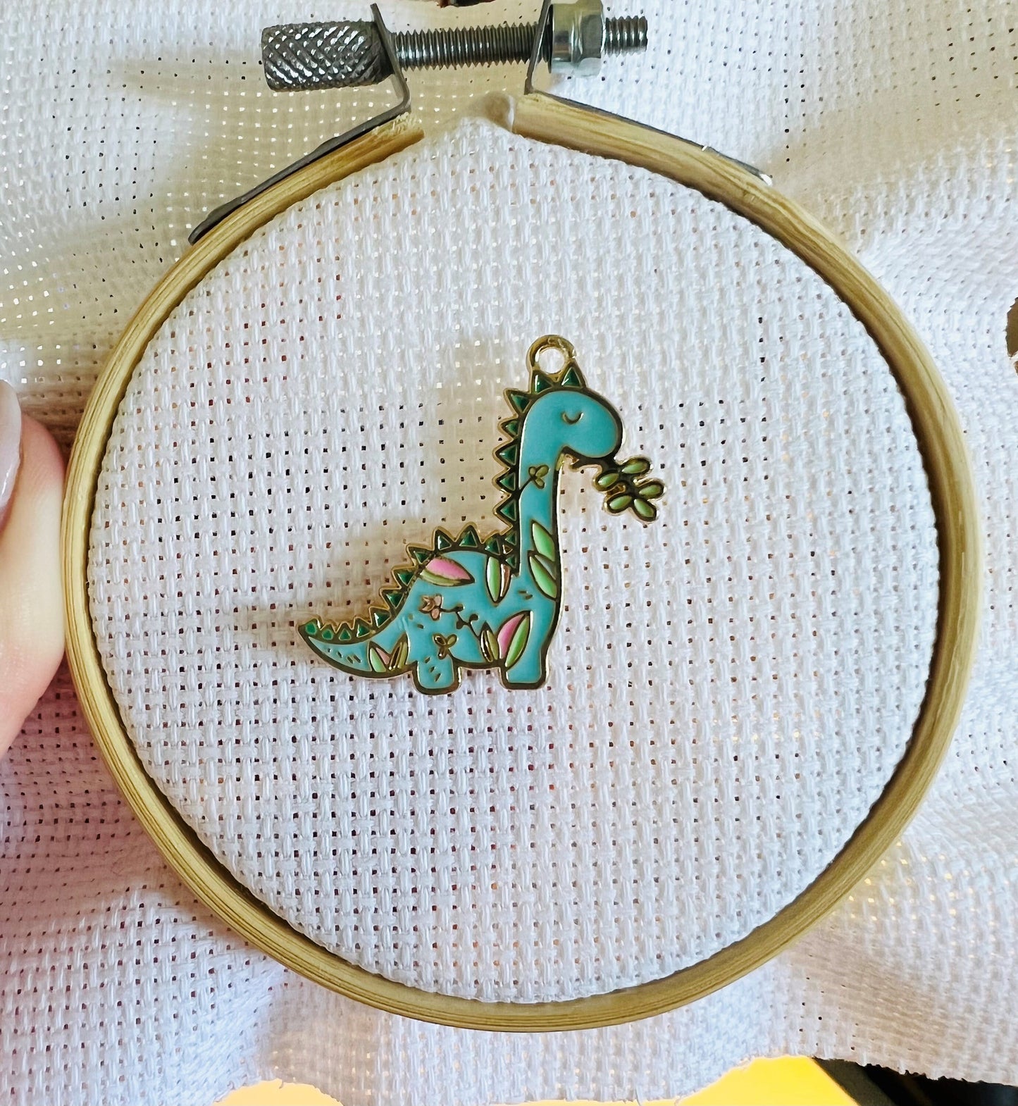 Dinosaur needle minder | magnetic needle minder | embroidery | cross stitch