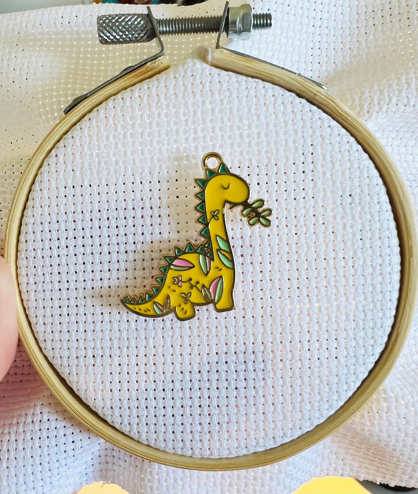 Dinosaur needle minder | magnetic needle minder | embroidery | cross stitch