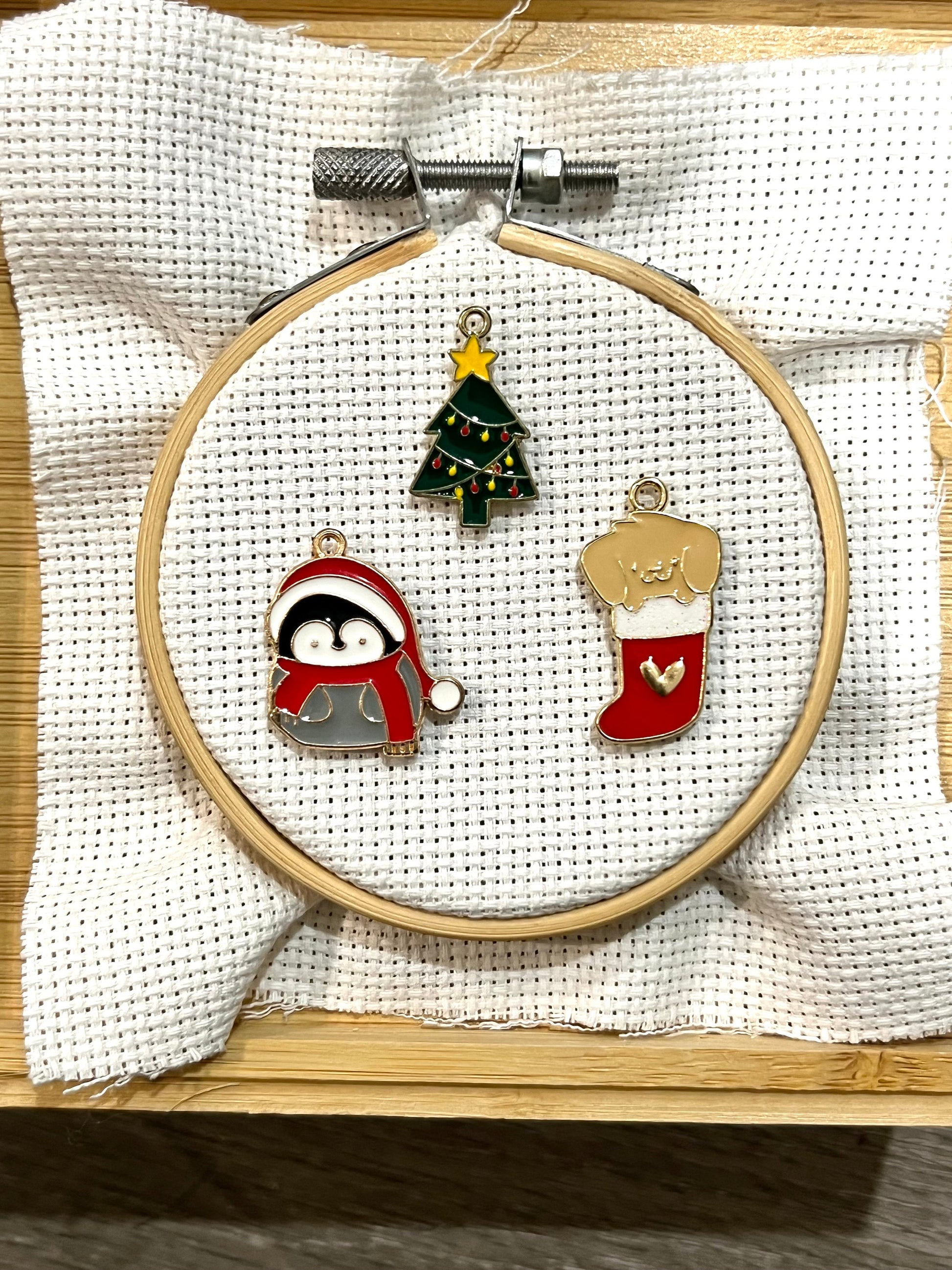 Cute Christmas needle minder | Penguin | Christmas Tree | Puppy in Stocking | Embroidery minder