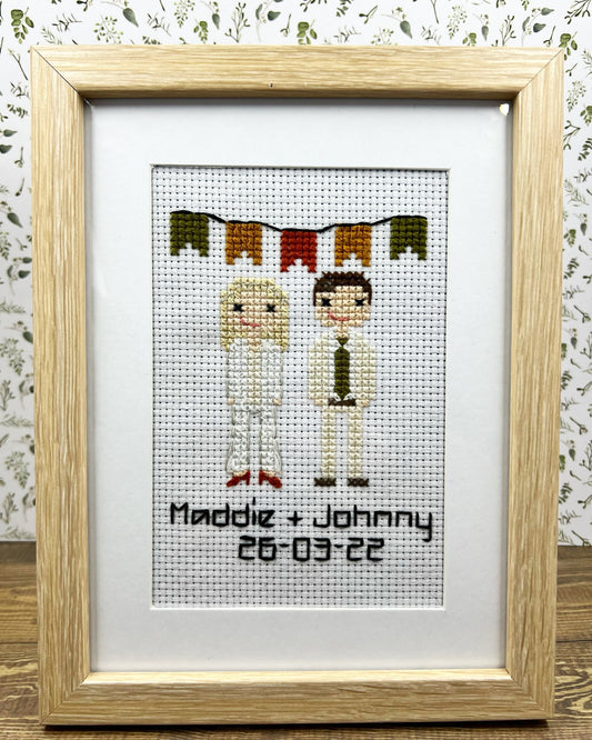 Couples Portrait |  Custom Cross Stitch